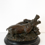 bronze plastik von otto jarl, 2 bronze nilpferde