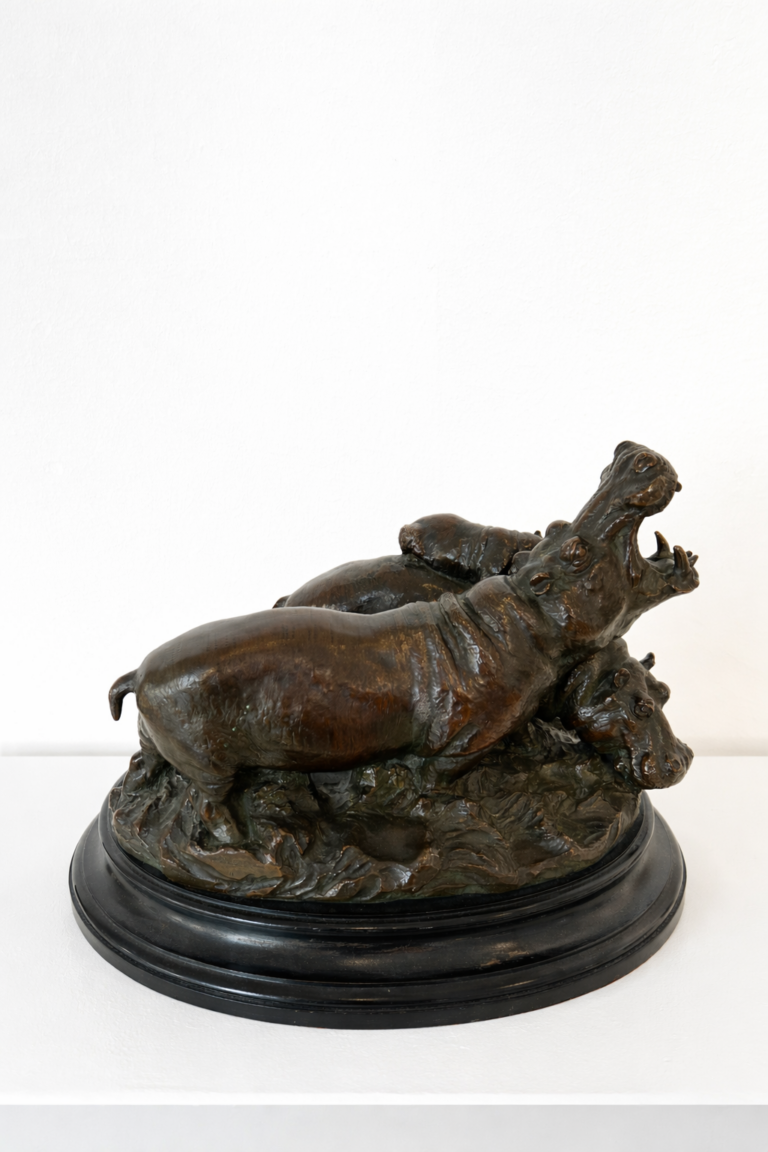 bronze plastik von otto jarl, 2 bronze nilpferde