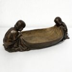 Gustav Gurschner Bronze-Schale mit typischer Jugendstil-Ornamentik, um 1900, Seitenansicht mit Signaturdetail, Ankauf bei Kunsthandel Paul Grosslicht Wien