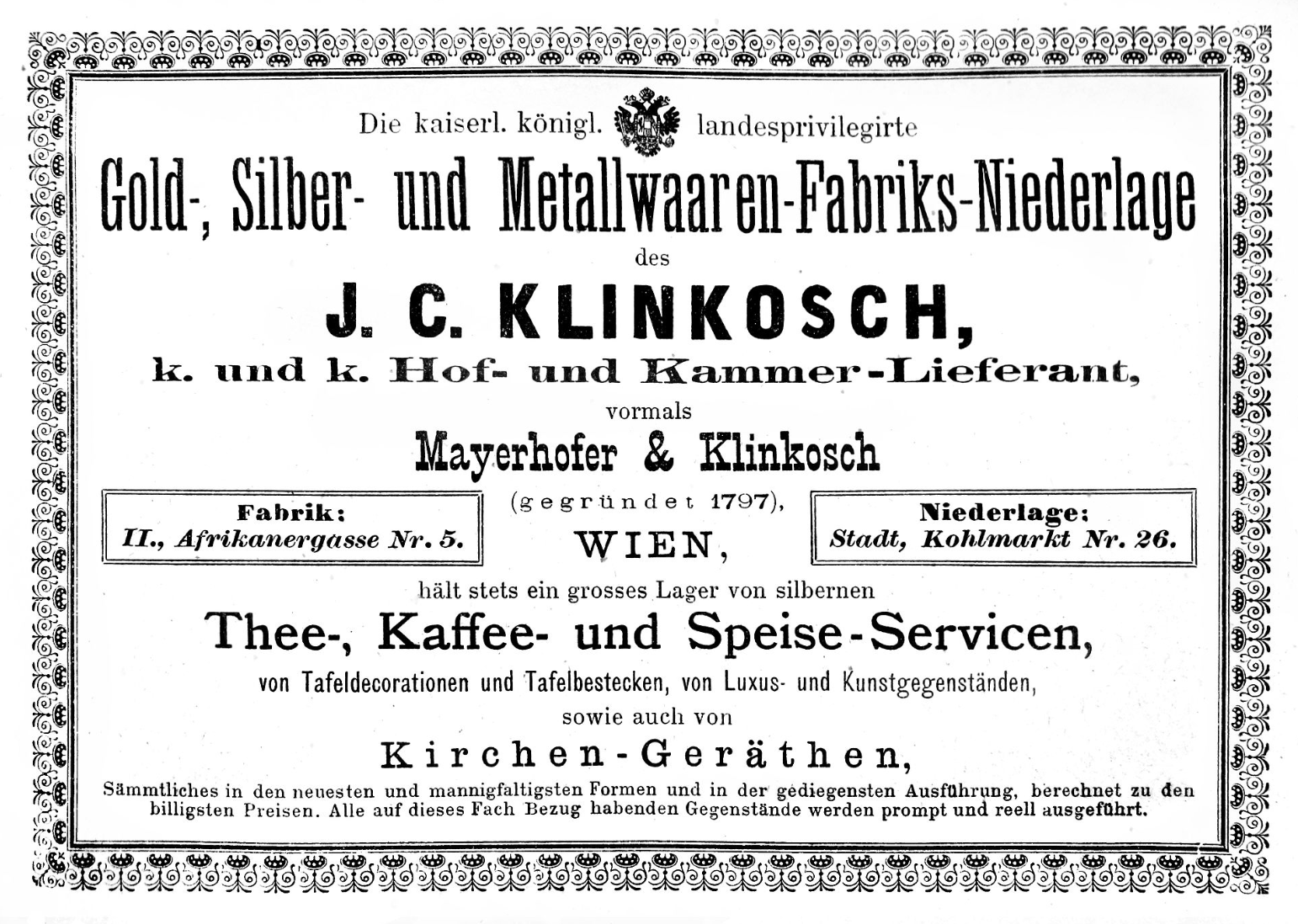 J.C. Klinkosch Ankauf Wien