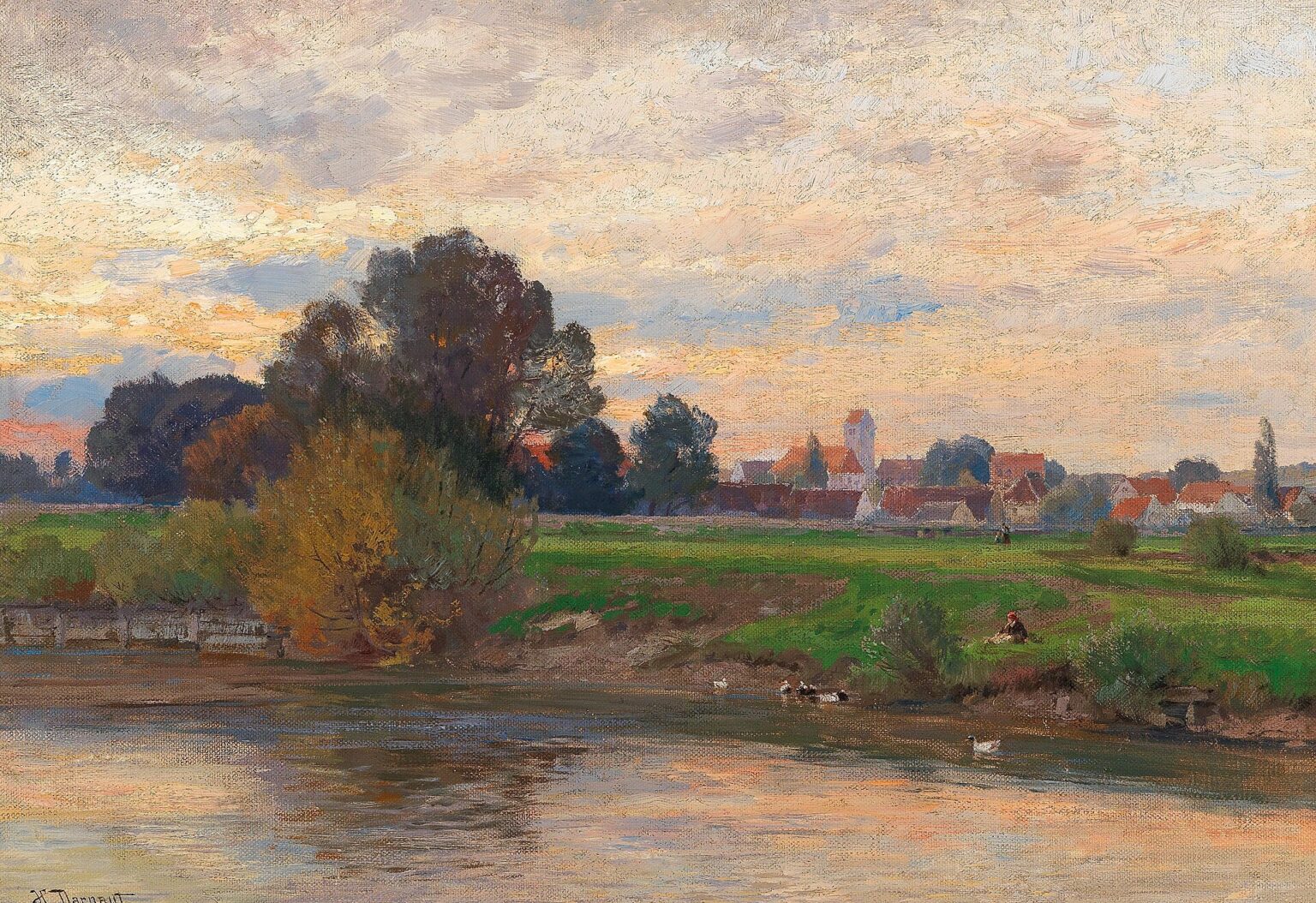 Hugo Darnaut - Abendlandschaft Etzenhausen bei Dachau